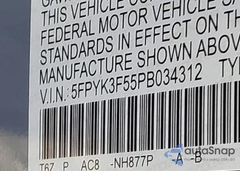 2023 Honda Ridgeline Rtl z USA, uszkodzony, nr VIN 5FPYK3F55PB034312